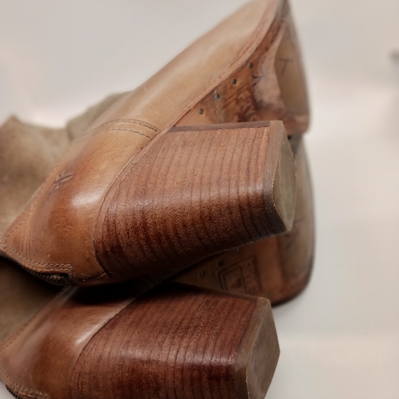 Frye Brown Tessa Short Suede Zippered Bootie - Picture 10 of 15